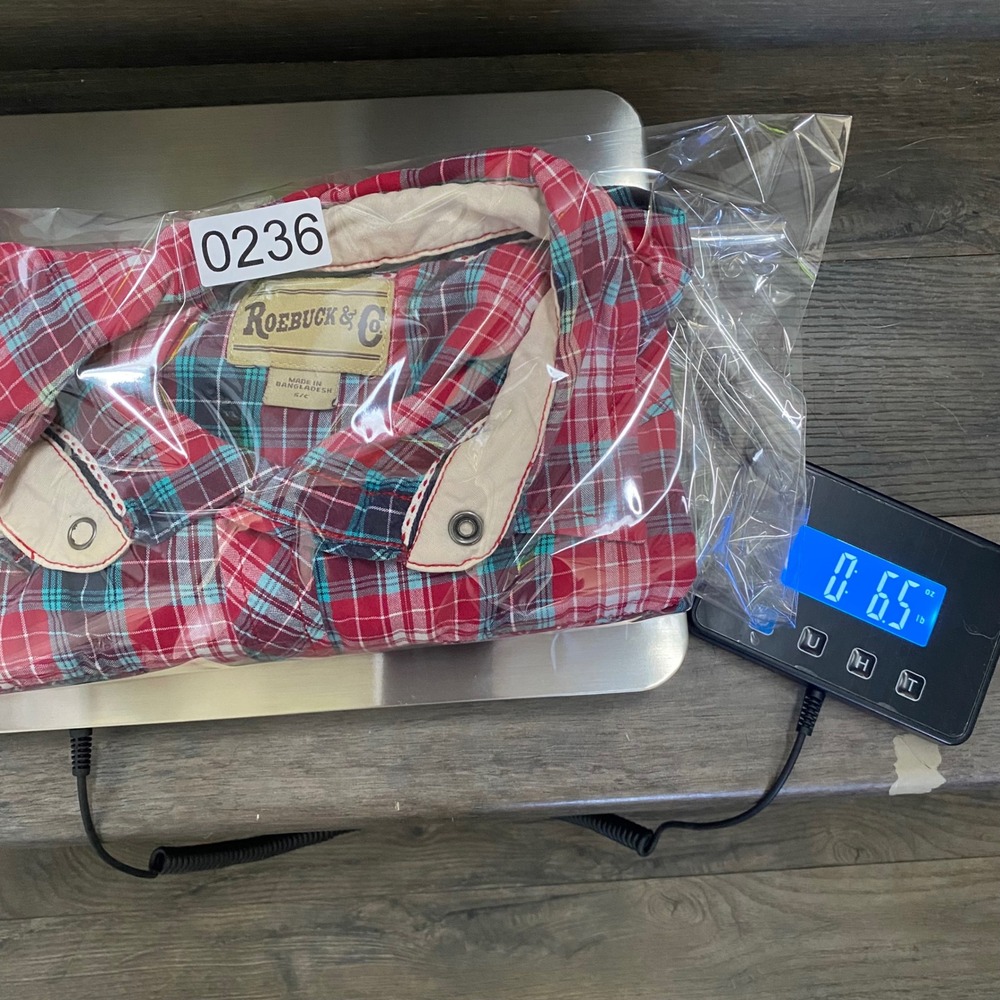 Roebuck & Co Womens Red Blue Plaid Western Snap Short Sleeve‎ Cotton Shirt S/C - Picture 7 of 7